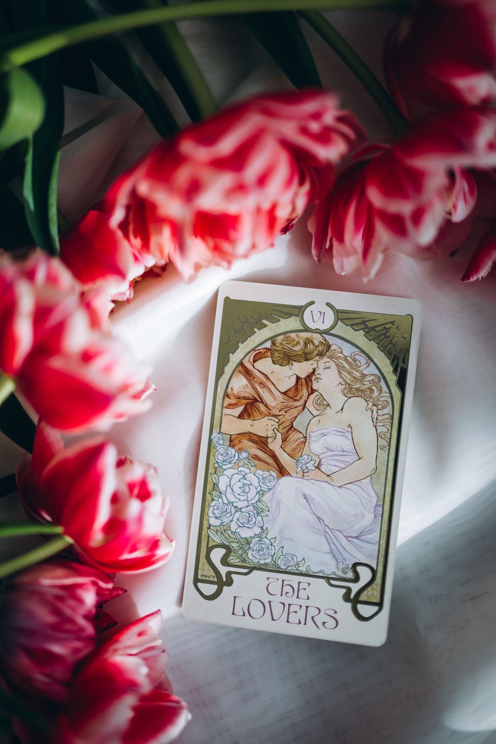 Tarot cards on blue velvet
